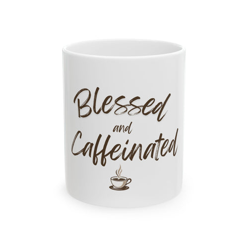 Blessed and Caffeinated mug front product view