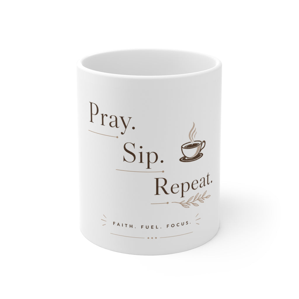 Pray. Sip. Repeat. mug front product view