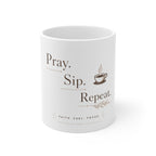 Pray. Sip. Repeat. mug front product view
