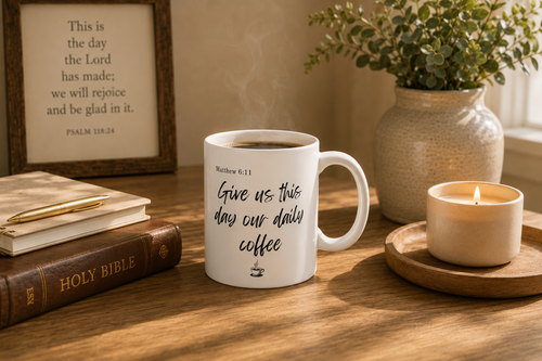 Give Us This Day Our Daily Coffee Christian coffee mug